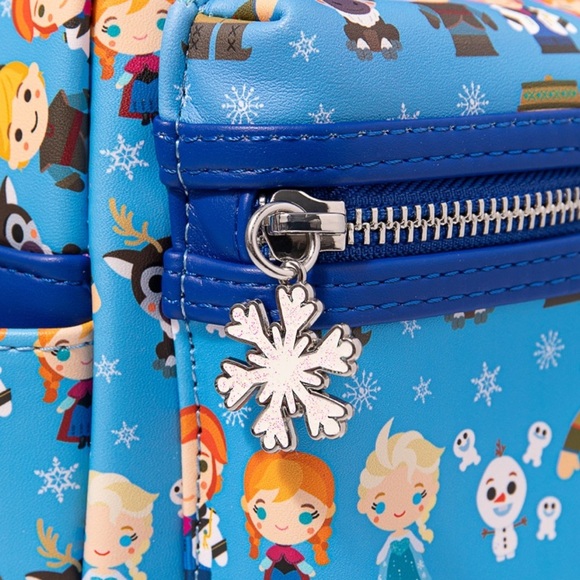 Loungefly Disney Frozen Chibi Mini Backpack Elsa Anna Olaf Blue Bag NEW - Picture 2 of 13